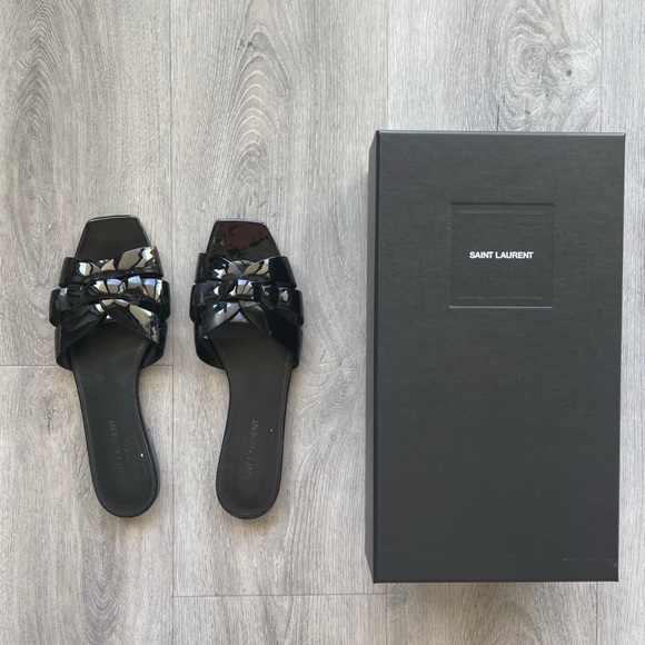 YSL Nu Pied Tribute Flat Sandals/Slides - Picture 2 of 5